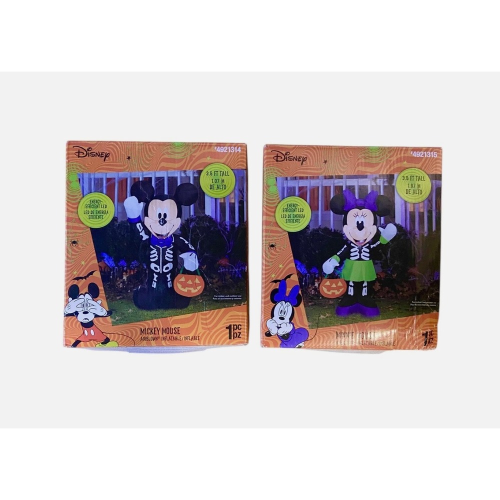 Gemmy Disney Halloween Mickey & Minnie Mouse Inflatables 3.5 ft Needs LED Lights